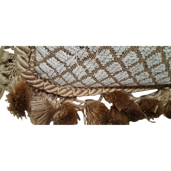 Vintage Floral Needlepoint Tapestry Throw Pillow With Tassel Trim Beige & Rust - Picture 8 of 10